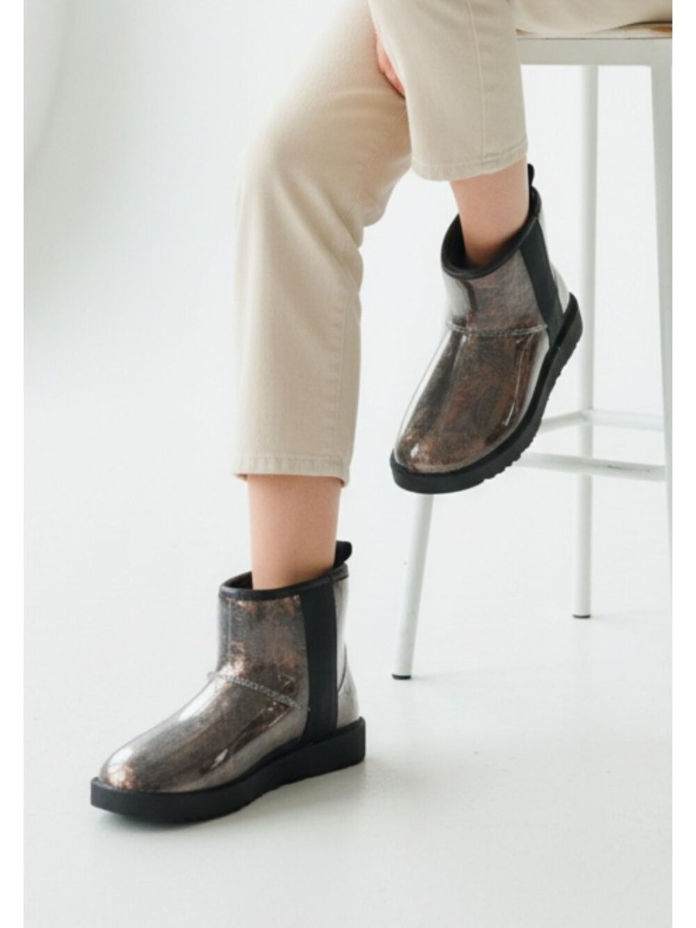 Clear Waterproof Ankle Rain Boots With Non-Slip Soles